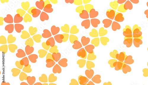 Fototapeta Naklejka Na Ścianę i Meble -  Orange Four Leaves Pattern Background