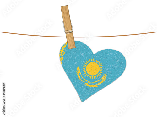Heart Kazakhstan flag on clothesline