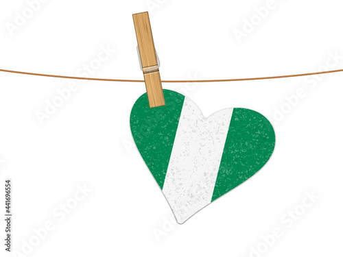 Heart Nigeria flag on clothesline