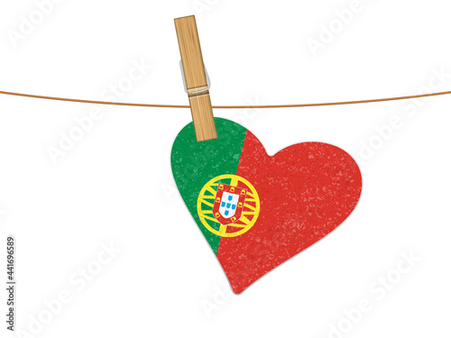 Heart Portugal flag on clothesline