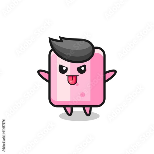 naughty marshmallow character in mocking pose