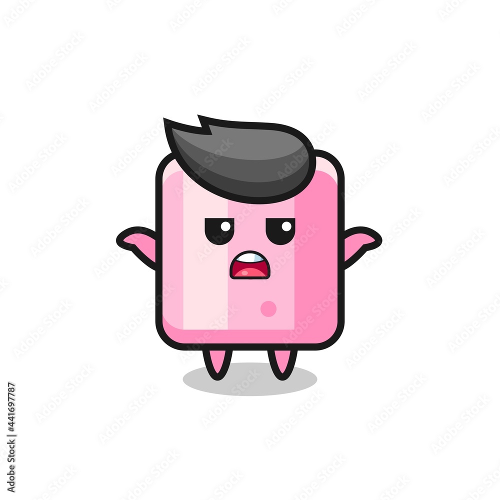 marshmallow mascot character saying I do not know marshmallow mascot character saying I do not know