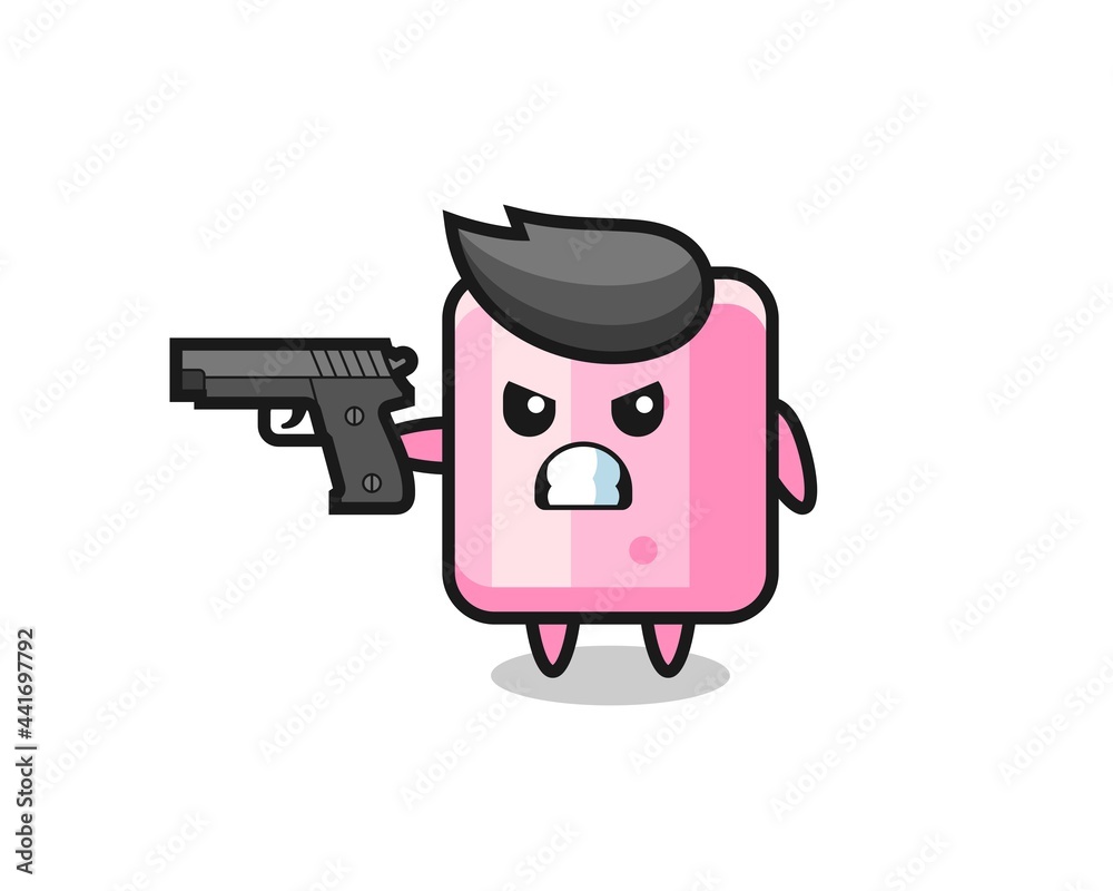the cute marshmallow character shoot with a gun the cute marshmallow character shoot with a gun