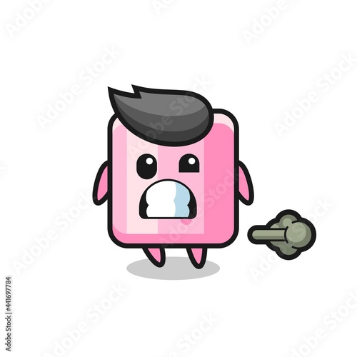 the illustration of the marshmallow cartoon doing fart