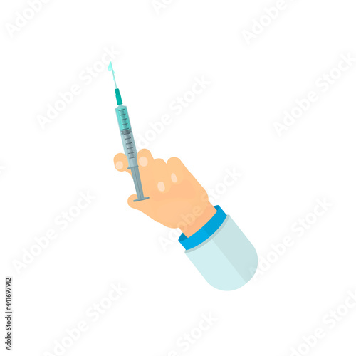 Vaccination. Injection with a vaccine from a medical syringe, vector illustration