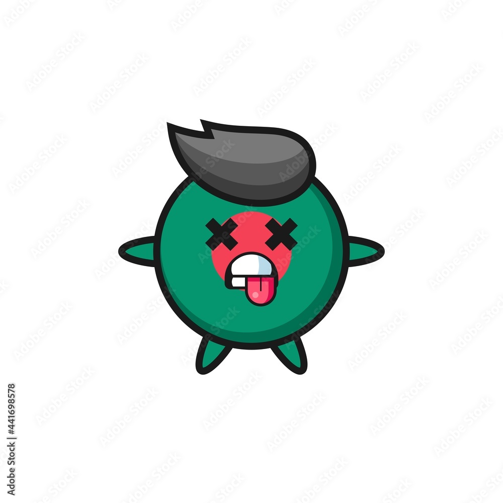 character of the cute bangladesh flag badge with dead pose
