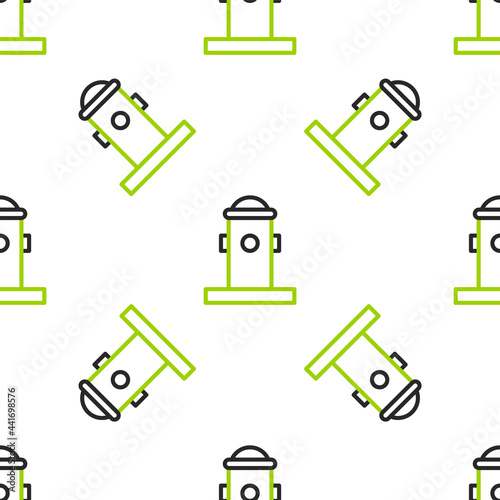 Line Fire hydrant icon isolated seamless pattern on white background. Vector Illustration