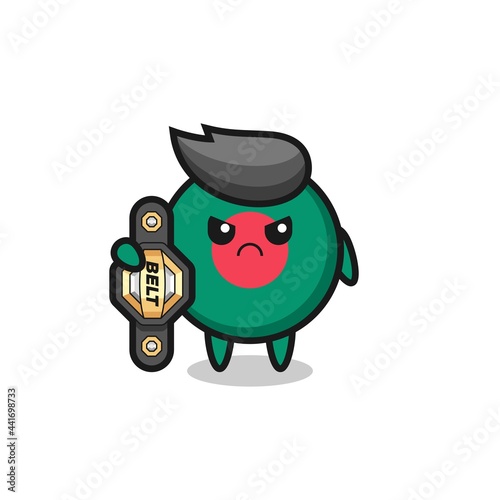 bangladesh flag badge mascot character as a MMA fighter with the champion belt