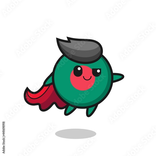 cute bangladesh flag badge superhero character is flying