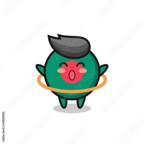 cute bangladesh flag badge cartoon is playing hula hoop