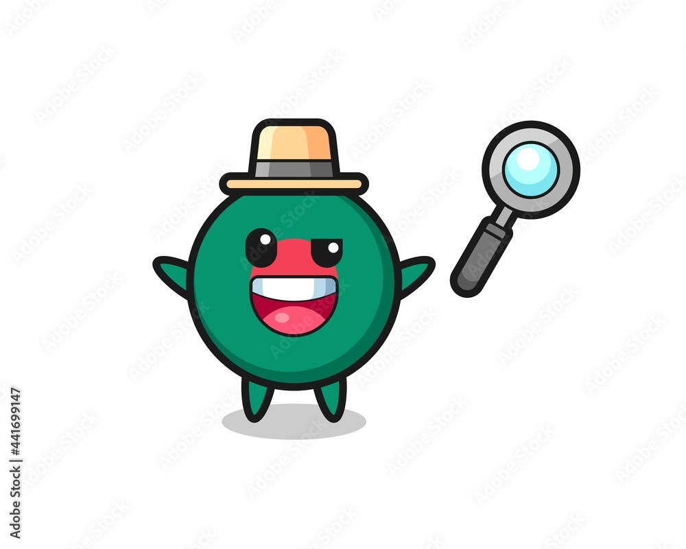 illustration of the bangladesh flag badge mascot as a detective who manages to solve a case