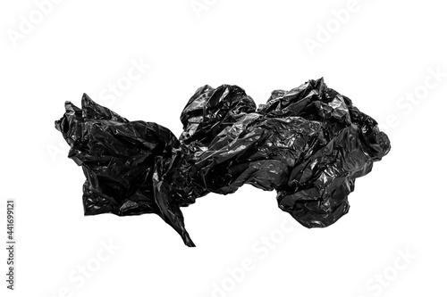 Black plastic bag isolated on white background. Garbage plastic bag.