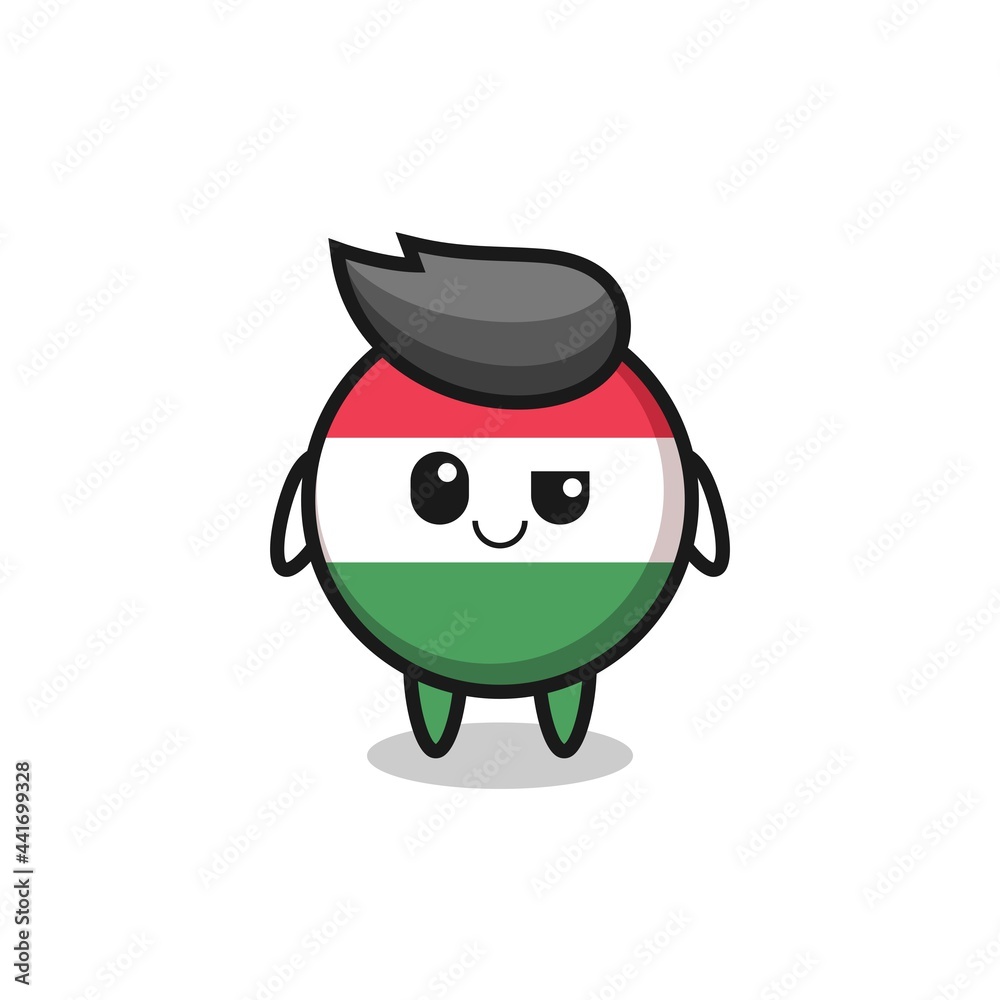 Fototapeta premium hungary flag badge cartoon with an arrogant expression