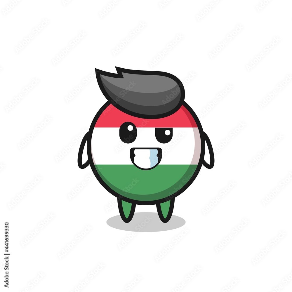 cute hungary flag badge mascot with an optimistic face cute hungary flag badge mascot with an optimistic face