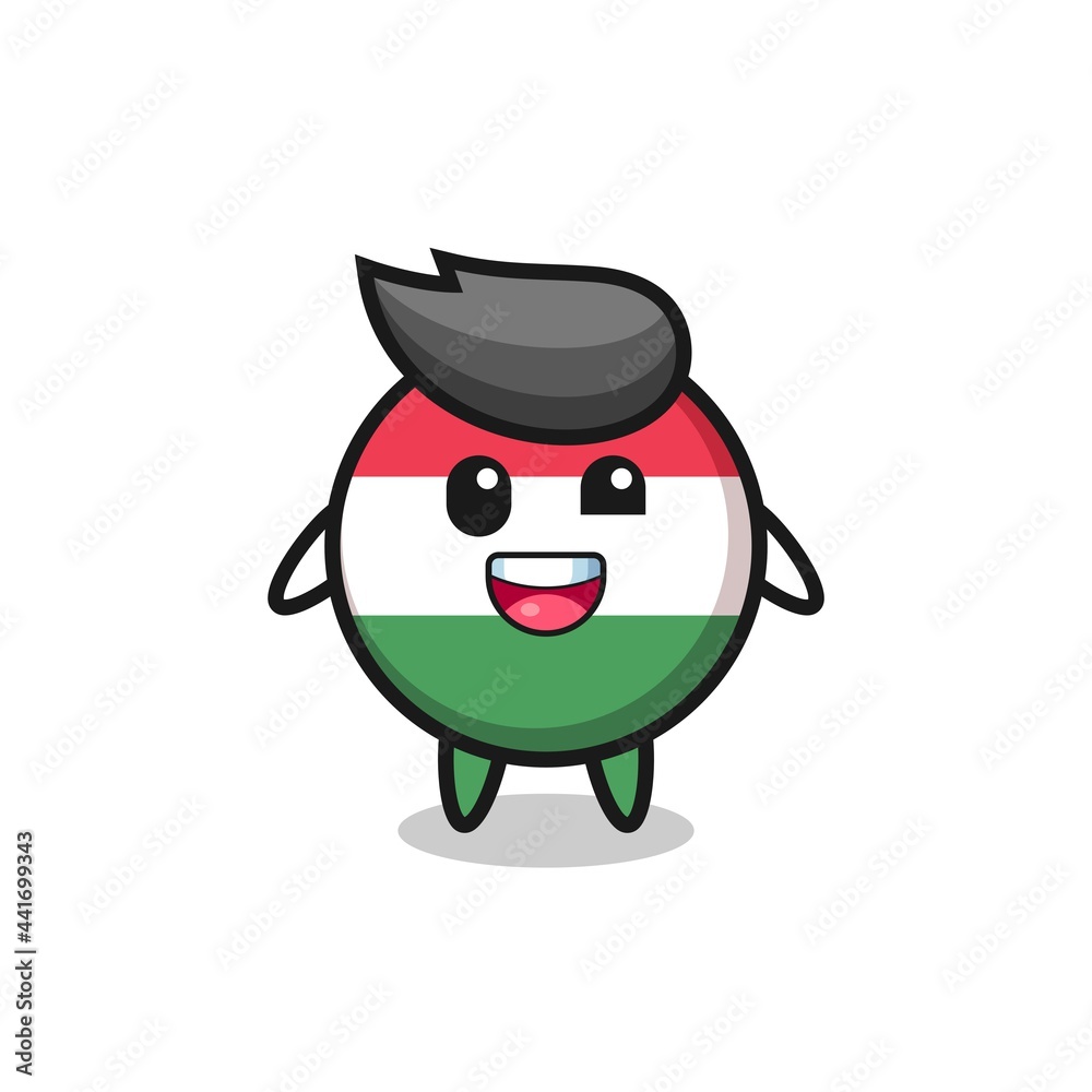 illustration of an hungary flag badge character with awkward poses illustration of an hungary flag badge character with awkward poses
