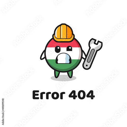 error 404 with the cute hungary flag badge mascot