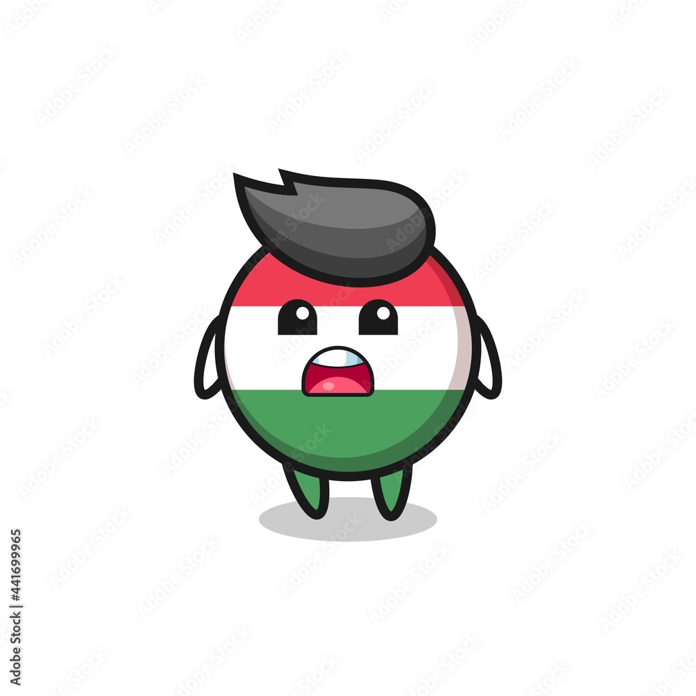 hungary flag badge illustration with apologizing expression, saying I am sorry