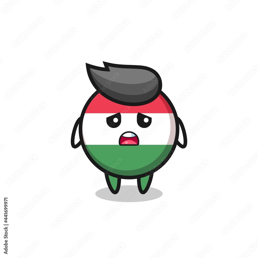 disappointed expression of the hungary flag badge cartoon