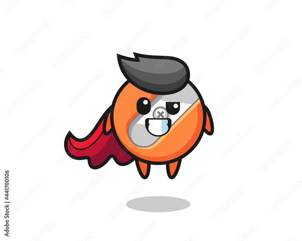 the cute pencil sharpener character as a flying superhero the cute pencil sharpener character as a flying superhero
