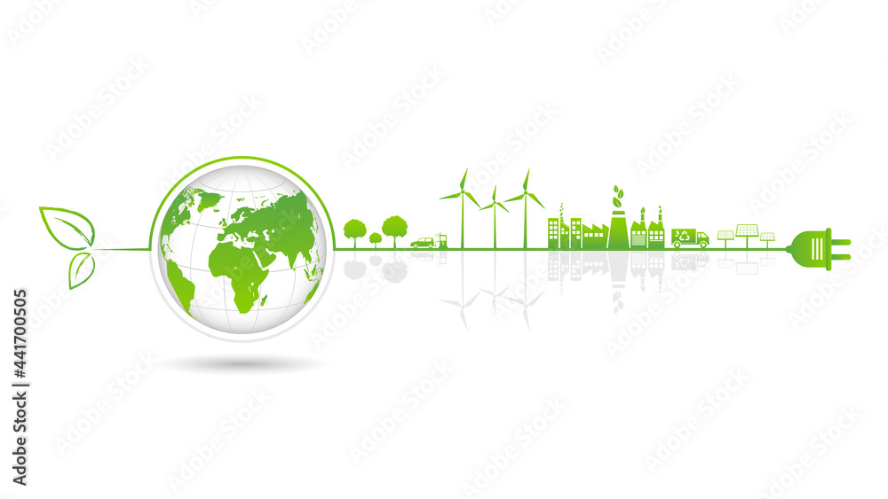 Banner design for sustainable energy development, World Environmental and Ecology friendly concept, Vector illustration