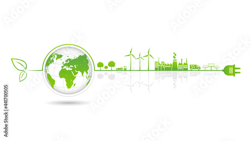 Banner design for sustainable energy development, World Environmental and Ecology friendly concept, Vector illustration