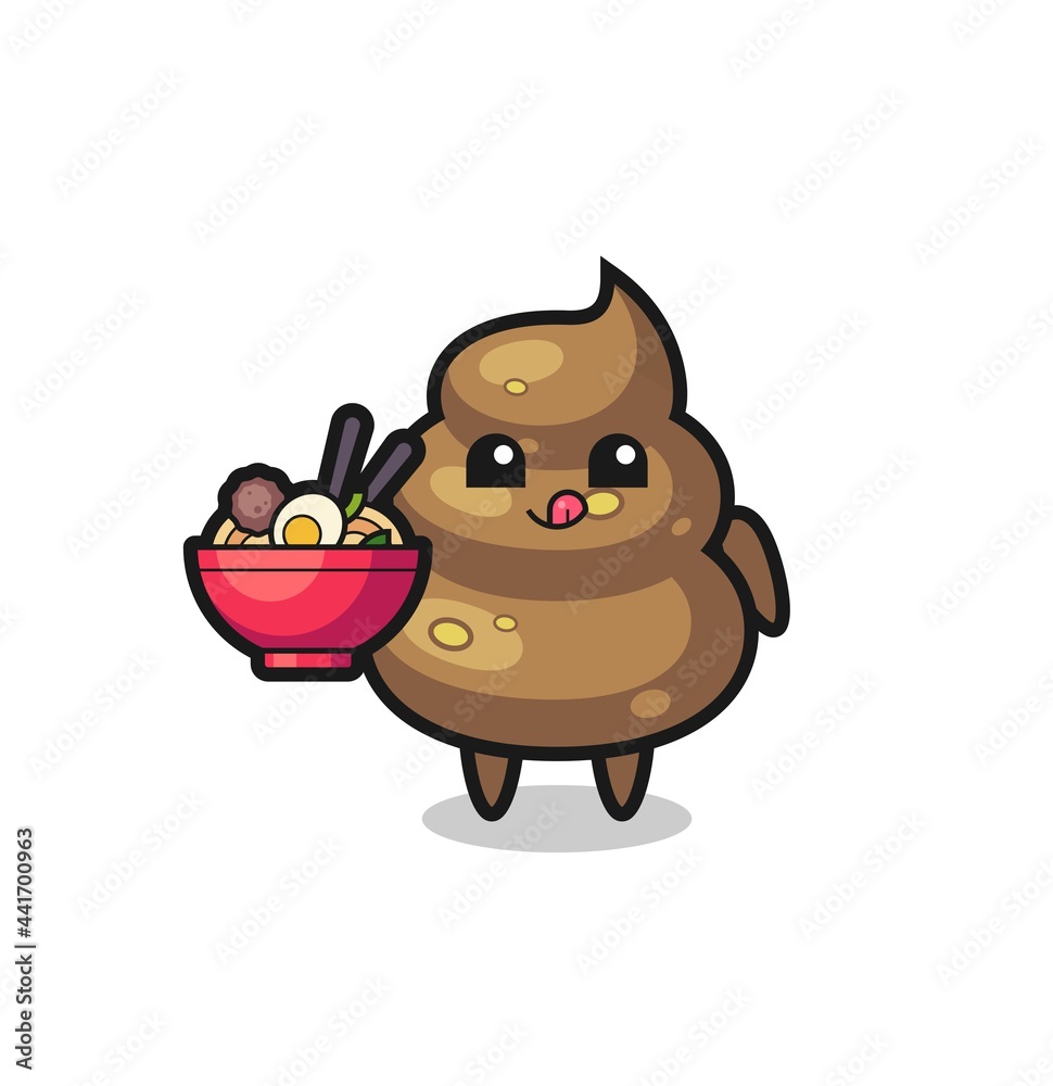 cute poop character eating noodles cute poop character eating noodles