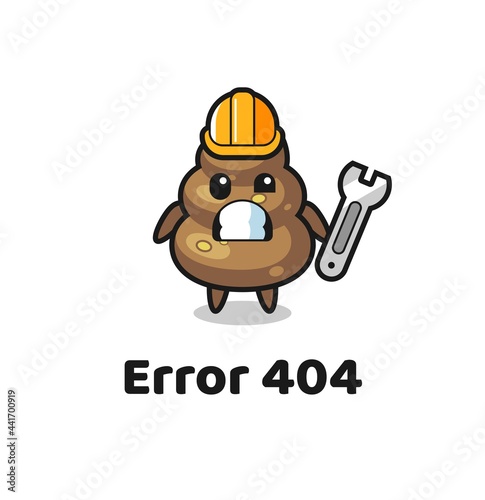 error 404 with the cute poop mascot