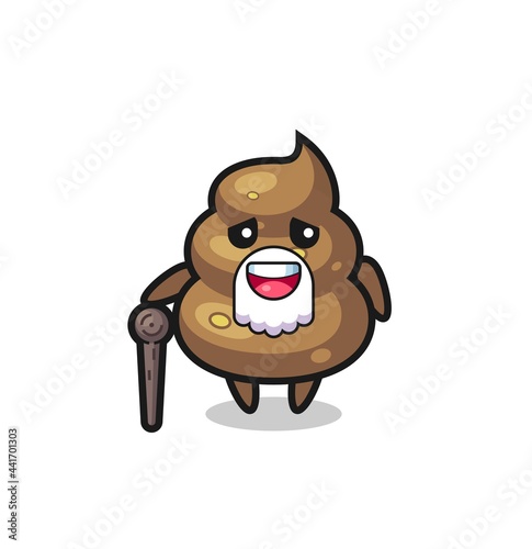 cute poop grandpa is holding a stick
