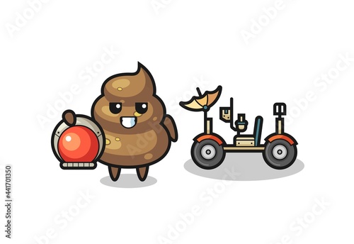 the cute poop as astronaut with a lunar rover