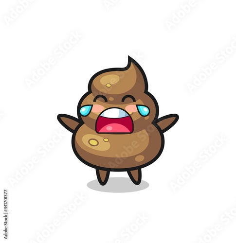 the illustration of crying poop cute baby