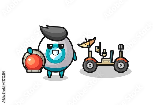the cute rocket as astronaut with a lunar rover