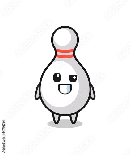 cute bowling pin mascot with an optimistic face