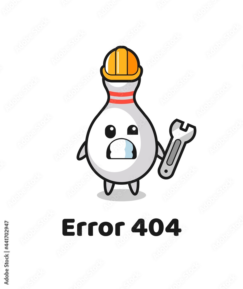 error 404 with the cute bowling pin mascot
