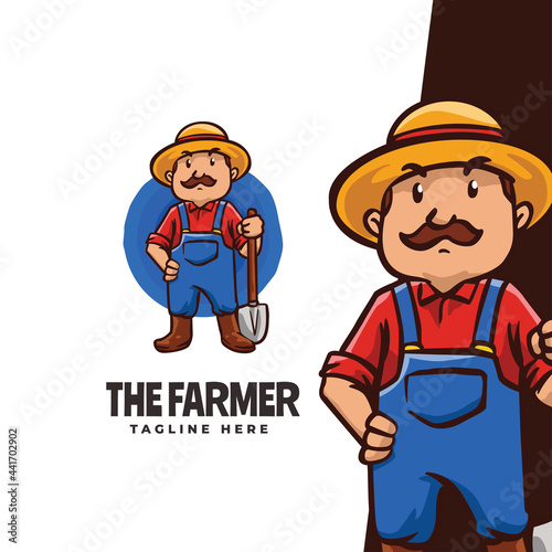 The farmer mascot Cartoon Logo template