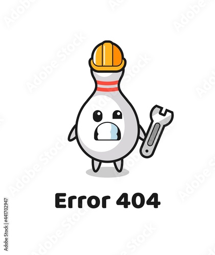 error 404 with the cute bowling pin mascot
