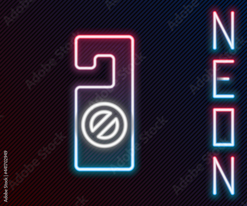 Glowing neon line Please do not disturb icon isolated on black background. Hotel Door Hanger Tags. Colorful outline concept. Vector