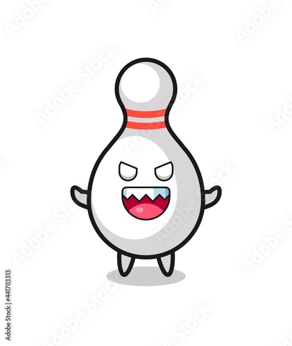 illustration of evil bowling pin mascot character