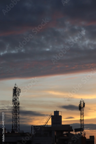 sunset over the city