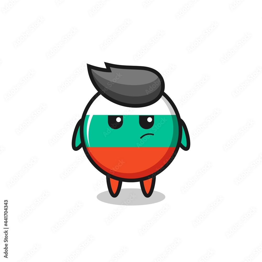 cute bulgaria flag badge character with suspicious expression