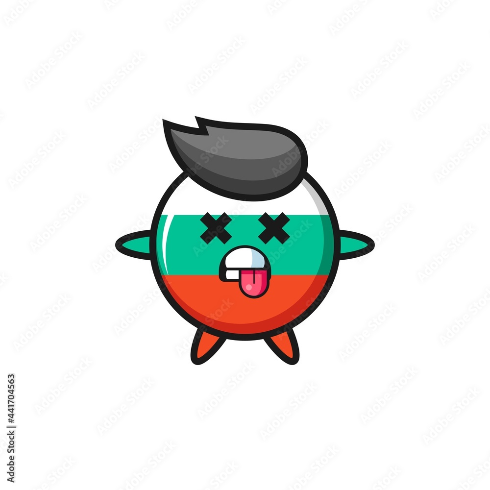 character of the cute bulgaria flag badge with dead pose