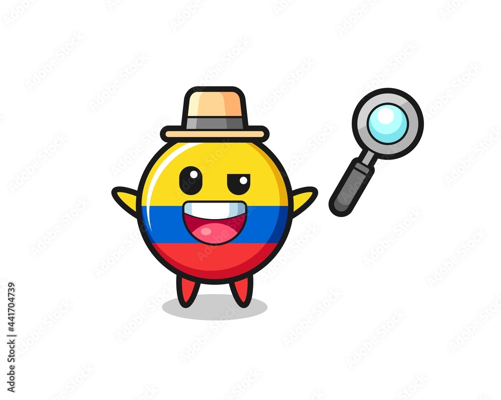 illustration of the colombia flag badge mascot as a detective who manages to solve a case illustration of the colombia flag badge mascot as a detective who manages to solve a case