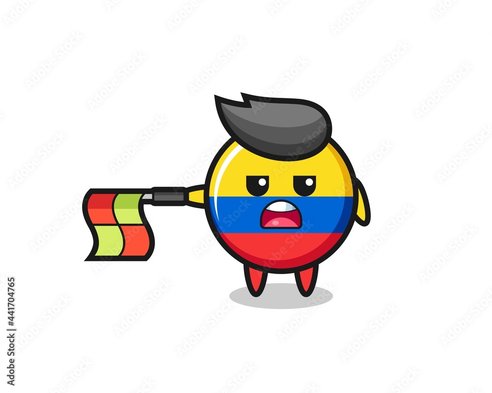 colombia flag badge character as line judge hold the flag straight horizontally colombia flag badge character as line judge hold the flag straight horizontally
