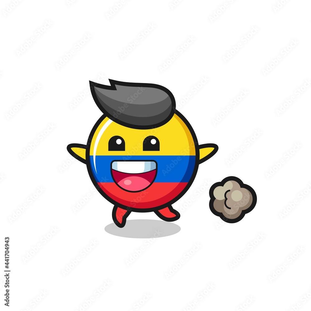the happy colombia flag badge cartoon with running pose