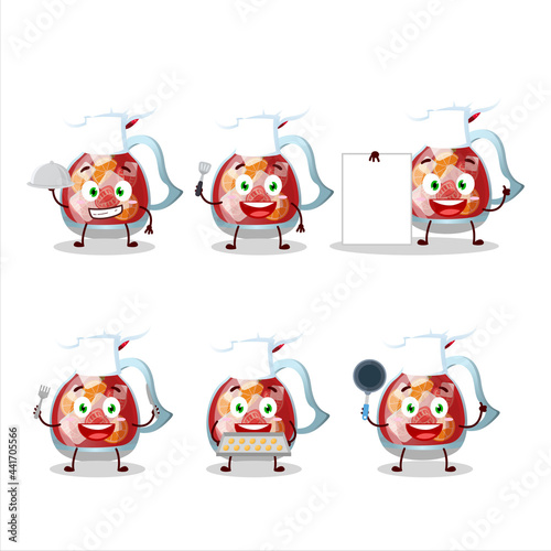 Cartoon character of sangria with various chef emoticons