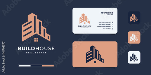 Construction , real estate , building architecture business card , logo design inspiration.	