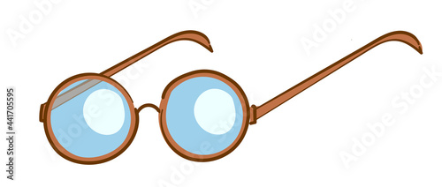 round cartoon glasses isolated on a white background