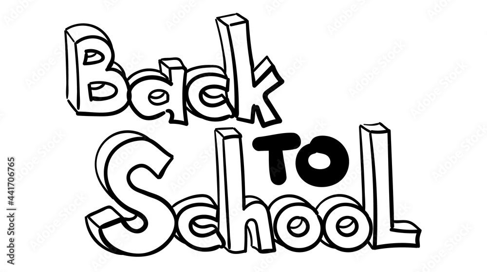 lettering is back to school, in a black line. Volumetric lettering, isolated on a white background lettering is back to school, in a black line. Volumetric lettering, isolated on a white background