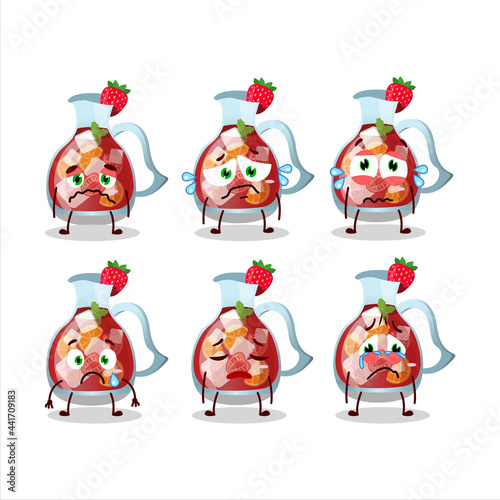 Sangria cartoon in character with sad expression