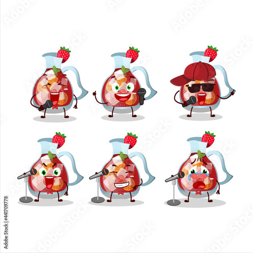 A Cute Cartoon design concept of sangria singing a famous song