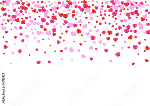 Fototapeta Naklejka Na Ścianę i Meble -  Red Confetti Background White Vector. Mother Pattern Heart. Pink Cut Texture. Tender Heart Fall Backdrop. Fond Party Illustration.